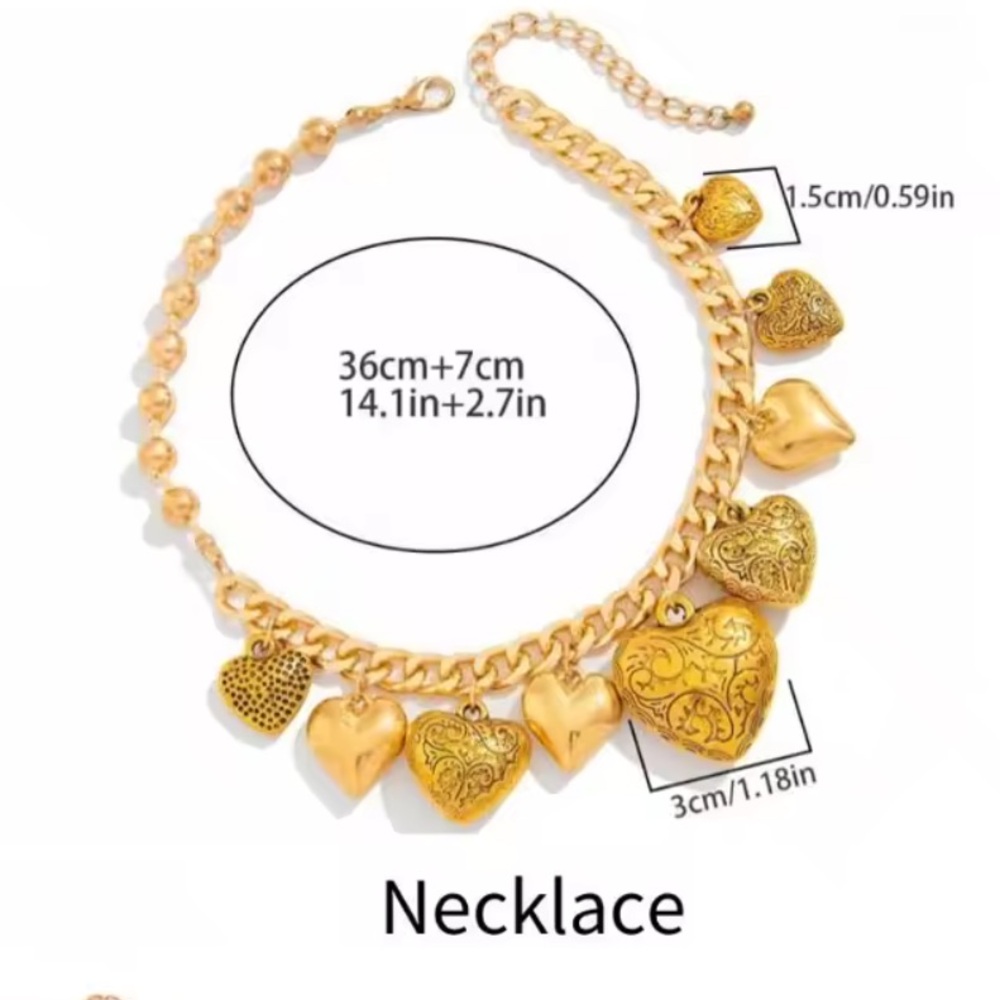 Zara adjustable gold unique Heart Charm Necklace - Picture 3 of 8